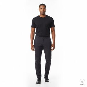 THOM AARON Men's Black Commuter Tech Pants Slim Fit Stretch
